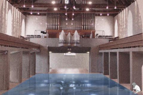 Gespiegelter Raum, Projektbild leere Kirche